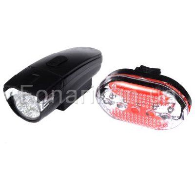 Велофара + задний фонарь для велосипеда KK830 ( 8LED/5LED, 3хAAA), черный