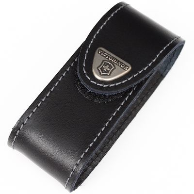 Чехол кожаный для ножей Victorinox (84-91мм, до 4х слоев), чёрный, на липучке 4.0520.3 ― fonarik.in.ua
