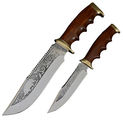 Набор ножей Спутник "Туризм-2" (длина: 31cm, 23cm, лезвие: 18.2cm, 12cm), в кожаных ножнах