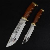 Набор ножей Спутник "Туризм-2" (длина: 31cm, 23cm, лезвие: 18.2cm, 12cm), в кожаных ножнах