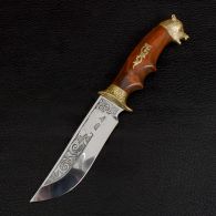 Нож эксклюзивный Спутник "Медведь-2" (длина: 26cm, лезвие: 13.5cm), в кожаных ножнах