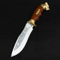 Нож эксклюзивный Спутник "Пантера" (длина: 28cm, лезвие: 15cm), в кожаных ножнах