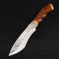 Нож эксклюзивный Спутник "Резной Тигр" (длина: 30cm, лезвие: 15cm), в кожаных ножнах