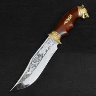 Нож эксклюзивный Спутник "Волк" (длина: 30.5cm, лезвие: 16.5cm), в кожаных ножнах