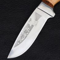 Нож Спутник "Дубовый Секач-2" (длина: 22.8cm, лезвие: 11cm), в кожаных ножнах