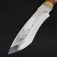 Нож эксклюзивный Спутник "Резной Тигр" (длина: 30cm, лезвие: 15cm), в кожаных ножнах