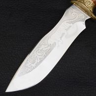 Нож эксклюзивный Спутник "Тигр" (длина: 29cm, лезвие: 15cm), в кожаных ножнах