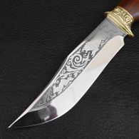 Нож эксклюзивный Спутник "Волк" (длина: 30.5cm, лезвие: 16.5cm), в кожаных ножнах