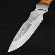 Нож Спутник "Кривой Кортик" (длина: 26.5cm, лезвие: 13.2cm), в кожаных ножнах