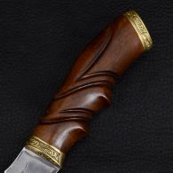 Нож эксклюзивный Спутник "Резной Тигр" (длина: 30cm, лезвие: 15cm), в кожаных ножнах