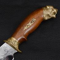 Нож эксклюзивный Спутник "Тигр" (длина: 29cm, лезвие: 15cm), в кожаных ножнах