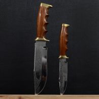 Набор ножей Спутник "Туризм-2" (длина: 31cm, 23cm, лезвие: 18.2cm, 12cm), в кожаных ножнах