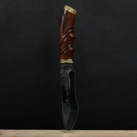 Нож эксклюзивный Спутник "Резной Тигр" (длина: 30cm, лезвие: 15cm), в кожаных ножнах