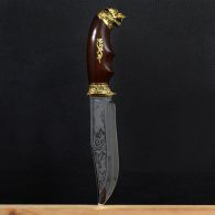 Нож эксклюзивный Спутник "Волк" (длина: 30.5cm, лезвие: 16.5cm), в кожаных ножнах