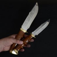 Набор ножей Спутник "Туризм-2" (длина: 31cm, 23cm, лезвие: 18.2cm, 12cm), в кожаных ножнах
