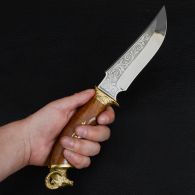 Нож эксклюзивный Спутник "Архар-2" (длина: 29cm, лезвие: 15cm), в кожаных ножнах