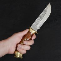 Нож эксклюзивный Спутник "Медведь-2" (длина: 26cm, лезвие: 13.5cm), в кожаных ножнах