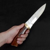 Нож эксклюзивный Спутник "Охотничий Кинжал" (длина: 28cm, лезвие: 15.5cm), в кожаных ножнах