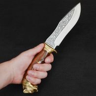 Нож эксклюзивный Спутник "Пантера" (длина: 28cm, лезвие: 15cm), в кожаных ножнах