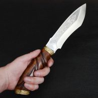 Нож эксклюзивный Спутник "Резной Тигр" (длина: 30cm, лезвие: 15cm), в кожаных ножнах