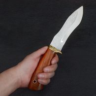 Нож эксклюзивный Спутник "Тесак Охотника" (длина: 27cm, лезвие: 15.5cm), в кожаных ножнах