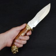 Нож эксклюзивный Спутник "Тигр" (длина: 29cm, лезвие: 15cm), в кожаных ножнах