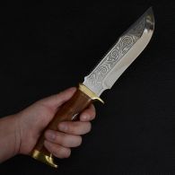 Набор ножей Спутник "Туризм-2" (длина: 31cm, 23cm, лезвие: 18.2cm, 12cm), в кожаных ножнах