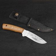 Нож Спутник "Дубовый Секач-2" (длина: 22.8cm, лезвие: 11cm), в кожаных ножнах