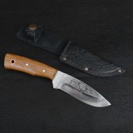 Нож Спутник "Дубовый Секач" (длина: 22.6cm, лезвие: 10cm), в кожаных ножнах