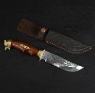Нож эксклюзивный Спутник "Медведь-2" (длина: 26cm, лезвие: 13.5cm), в кожаных ножнах