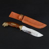 Нож эксклюзивный Спутник "Тигр" (длина: 29cm, лезвие: 15cm), в кожаных ножнах