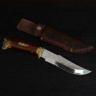 Нож эксклюзивный Спутник "Вепрь" (длина: 30.5cm, лезвие: 16.5cm), в кожаных ножнах