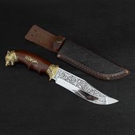 Нож эксклюзивный Спутник "Волк" (длина: 30.5cm, лезвие: 16.5cm), в кожаных ножнах