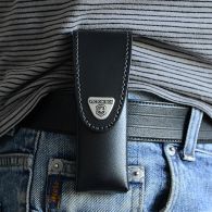 Чехол кожаный для ножей Victorinox (111мм, до 4х слоев), чёрный, на липучке 4.0523.3