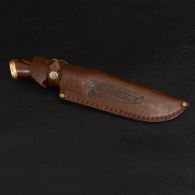 Нож эксклюзивный Спутник "Резной Тигр" (длина: 30cm, лезвие: 15cm), в кожаных ножнах
