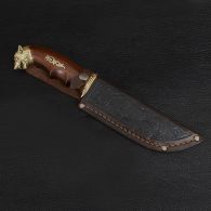 Нож эксклюзивный Спутник "Волк" (длина: 30.5cm, лезвие: 16.5cm), в кожаных ножнах