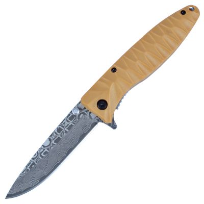 Нож складной Ganzo G620-Y2 (длина: 20.5cm, лезвие: 8.8cm) с травлением, песочный