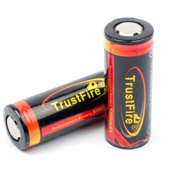 Аккумулятор литиевый Li-Ion 26650 TrustFire 3.7V (5000mAh), защищенный