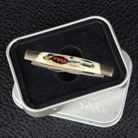 Складной нож TEKUT с двумя лезвиями, рукоятка кость (полная длина 13.6см, длина лезвия 7см)