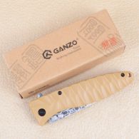 Нож складной Ganzo G620-Y2 (длина: 20.5cm, лезвие: 8.8cm) с травлением, песочный