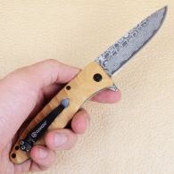 Нож складной Ganzo G620-Y2 (длина: 20.5cm, лезвие: 8.8cm) с травлением, песочный