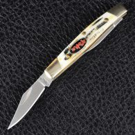 Складной нож TEKUT с двумя лезвиями, рукоятка кость (полная длина 13.6см, длина лезвия 7см)