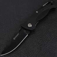 Нож складной Ganzo G611-B + свисток (длина: 19cm, лезвие: 7.5cm), черный