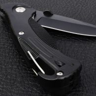 Нож складной Ganzo G611-B + свисток (длина: 19cm, лезвие: 7.5cm), черный