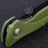 Нож складной Ganzo G611-G + свисток (длина: 19cm, лезвие: 7.5cm), хаки