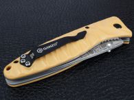 Нож складной Ganzo G620-Y2 (длина: 20.5cm, лезвие: 8.8cm) с травлением, песочный