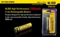 Аккумулятор литиевый Li-Ion 18650 Nitecore NL188 3.7V (3200mAh), защищенный