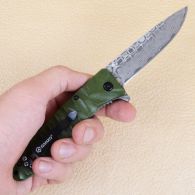 Нож складной Ganzo G620-G2 (длина: 20.5cm, лезвие: 8.8cm) с травлением, хаки
