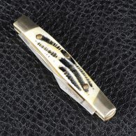 Складной нож TEKUT с двумя лезвиями, рукоятка кость (полная длина 13.6см, длина лезвия 7см)