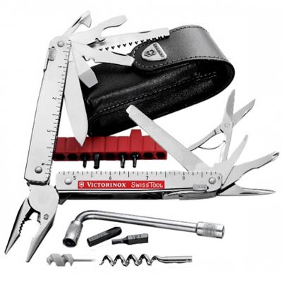 Мультитул Victorinox Swisstool Plus (115мм,14 элементов), с кожаным чехлом 3.0338.L ― fonarik.in.ua